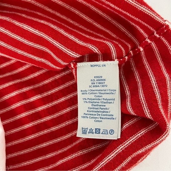 Boden Womens Size S Red Striped Lace Back Cotton Blend Long Sleeve Crew Sweater - Picture 6 of 11